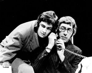 Dudley Moore (left) and Peter Cook performing in the revue 'Good Evening on Broadway' in 1975.